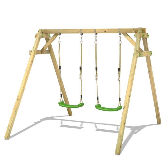 WICKEY Portique balançoire Aire de jeux Smart Move avec extension d'escalade Portique bois pour enfants