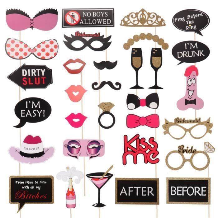 30 pièces accessoires Photo drôle unique fête nouveauté Booth Kit pour anniversaire Banquet SAC A DOS - SAC PHOTO - OPTIQUE