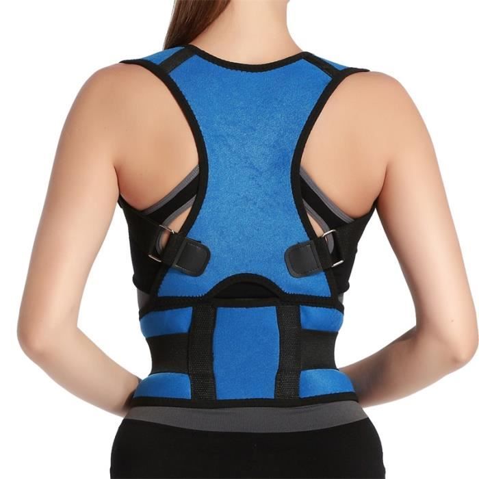 CEINTURE LOMBAIRE,Chaude hommes femmes adulte dos soutien bretelles réglable dos thérapie épaule magnétique Posture - Type Bleu-S
