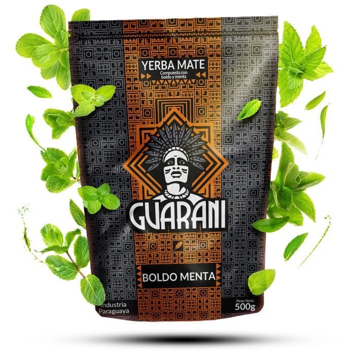 Yerba Maté Guarani Menta Boldo - Guarani Menta Boldo 500g - Yerba Maté du Paraguay - Haute qualité - Yerba maté aux herbes - Yerba M