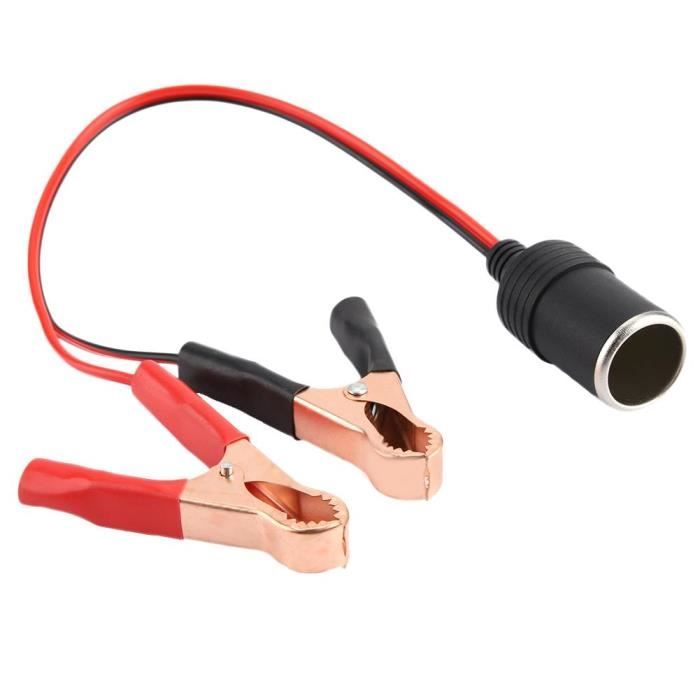 Zerodis prise allume-cigare femelle à clip Adaptateur de prise femelle allume-cigare de voiture à la batterie Câble de pince à
