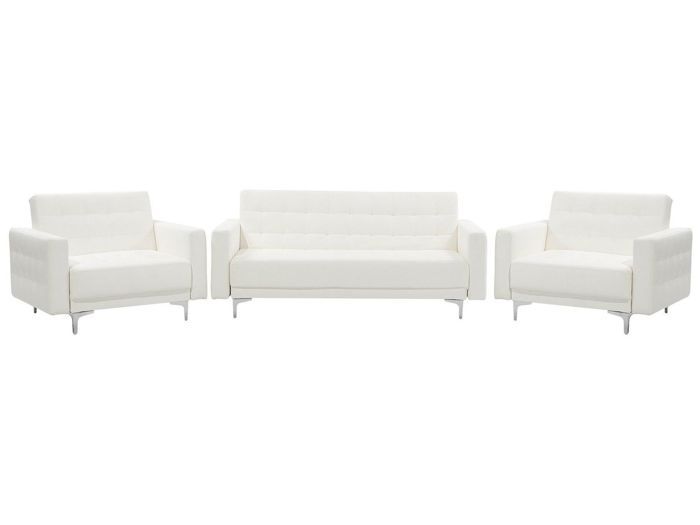 Beliani - Set de salon en simili-cuir blanc ABERDEEN