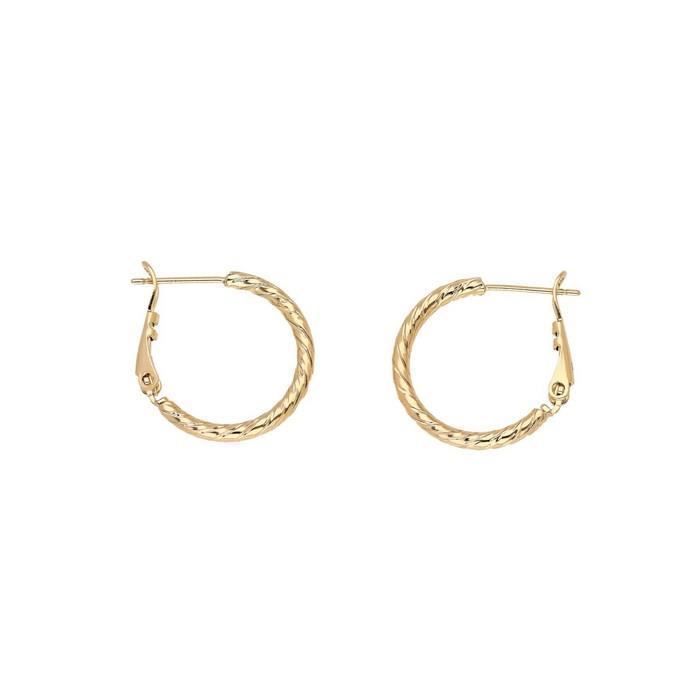 Boucles d’Oreille Créoles Jonc Ciselé 2 cm Or Jaune 750 Laminé*