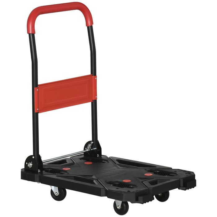 DURHAND Chariot à Plateforme Chariot de transport manutention pliant - capacité de charge 150 kg - plateforme 58L x 50l cm