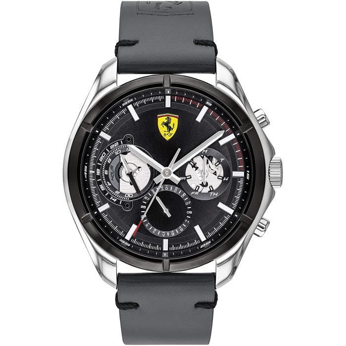 Ferrari-Montre Multi-Cadrans pour Hommes à movement Quartz en Cuir - 0830753