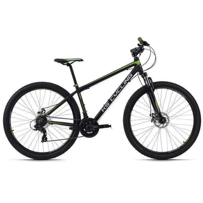 Vélo VTT Semi-Rigide 29'' - KS CYCLING - Xceed - Unisexe - 21 Vitesses - Noir-Vert - Taille de Cadre 42 cm