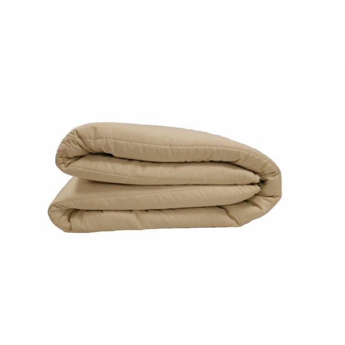 LINANDELLE - Couette hiver Naturelle enveloppe Satin garnissage Laine Mérinos CALIENTE - Blanc cassé - 240x280 cm