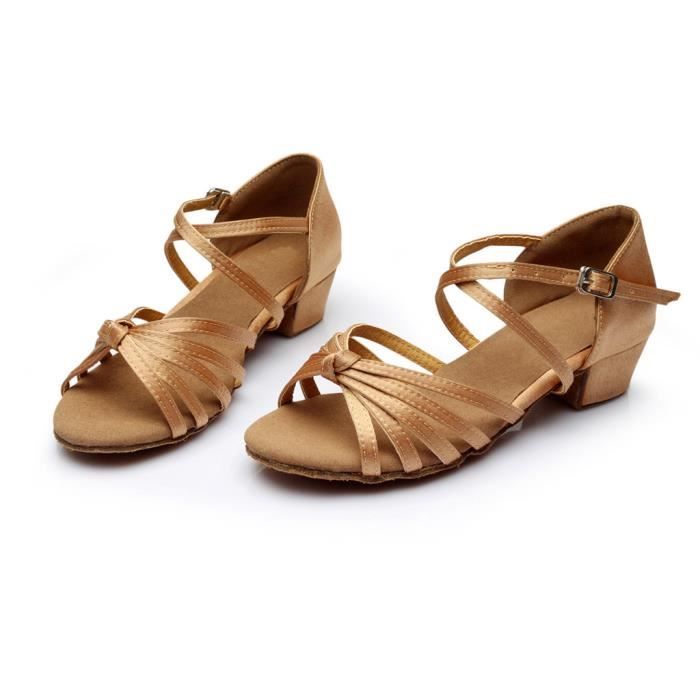 Mode féminine danse Rumba valse bal salle de bal chaussures de danse latine sandales -Kaki