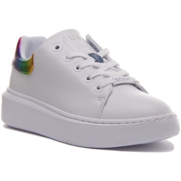Guess Bradly Baskets à lacets en synthétique pour femmes en blanc multi (Multi blanc, 39)