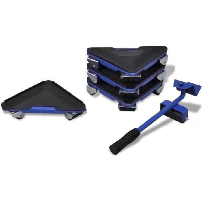 Kit de déplacement de meuble 1 levier et 4 coins roulants 23 x 17 x 17 cm