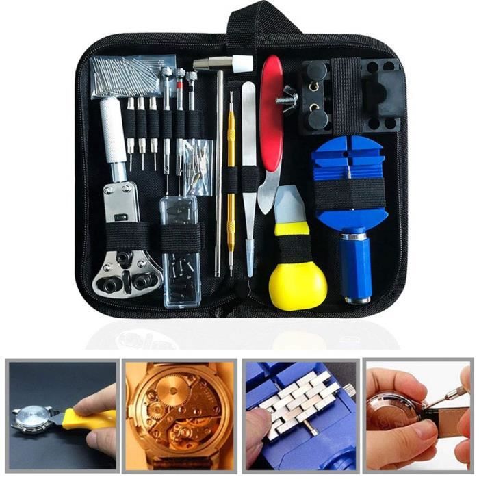 147 pcs Kit d'outils de réparation pour montre, Professional montre Coque arrière support Ouvre-montre horloger Barre à