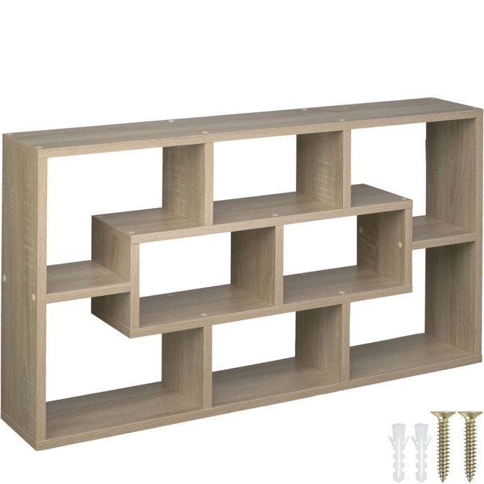 TECTAKE Étagère murale avec 8 compartiments en Bois MDF Marron Chêne Clair