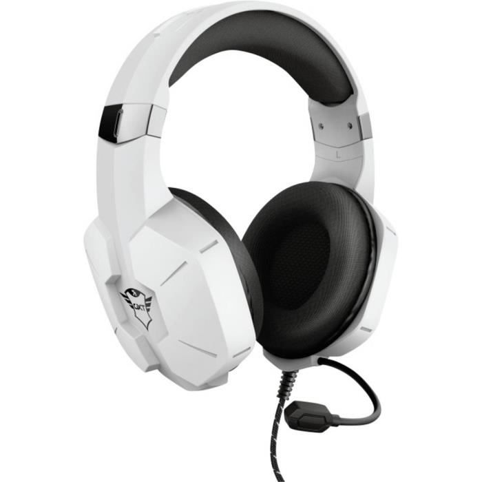 Trust GXT323W Carus Gaming Micro-casque supra-auriculaire filaire Stereo blanc volume réglable, Mise en sourdine du mic