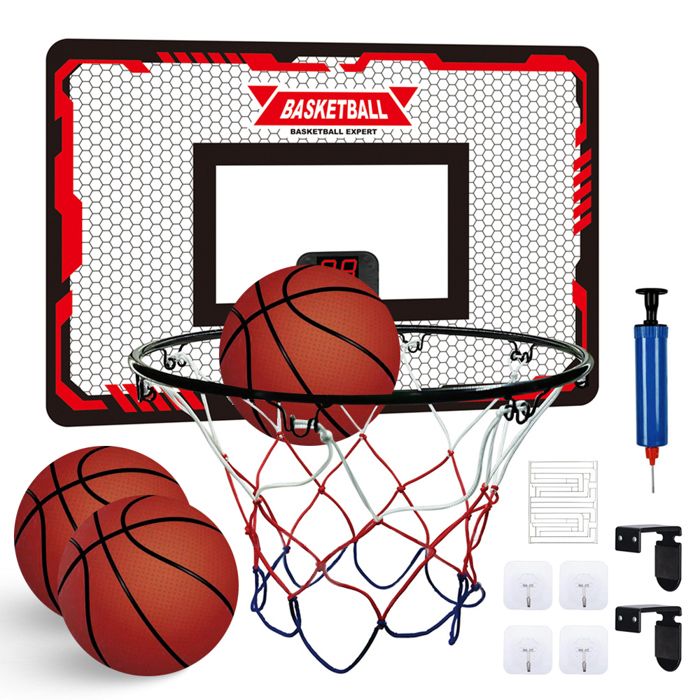 Jeu de Basketball Arcade Pliable pour Enfants avec Marqueur Electronique  Buzzer 3 Ballons Pompe Diamètre du Panier 32 cm - Costway