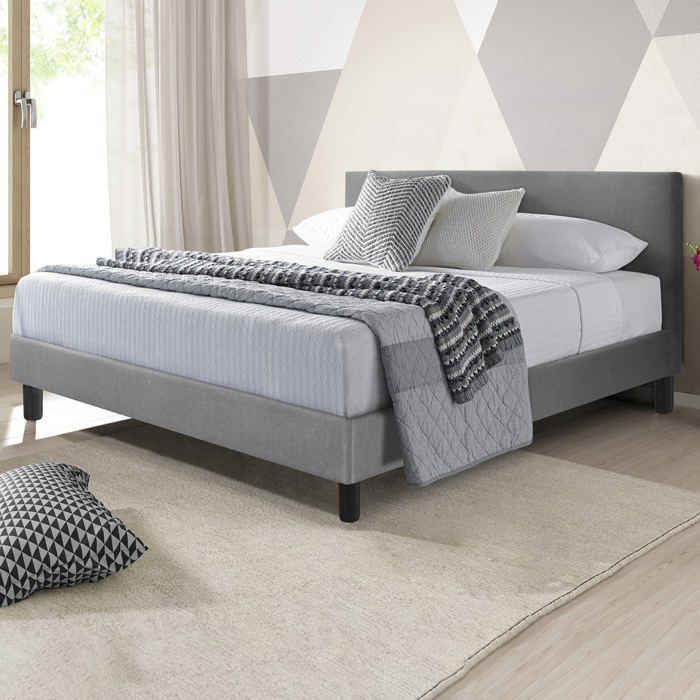 Lit Marquis 180 x 200 by Sampur Gris clair Cadre de Lit au Design Scandinave et Moderne - Sommier à Lattes + Tête de Lit Inclus Lit Marquis 180 x 200 by Sampur Gris clair Cadre de Lit au Design Scandinave et Moderne - Sommier à Lattes + Tête de Lit Inclus