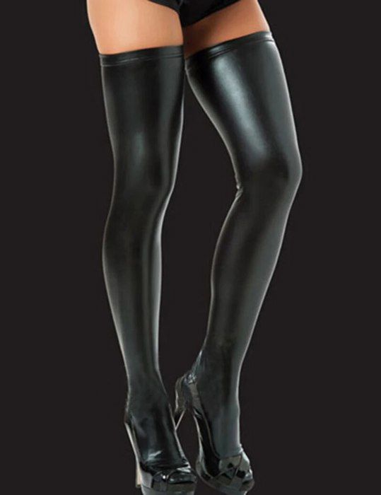 Bas En Latex Naturel Transparent – Chaussettes Longues Au-Dessus Du Genou, Bord Noir Fait Main, Idéal Cosplay Et Tenues Fetish