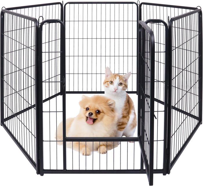 Meilleurs prix pour YUENFONG Enclos pour chiots avec porte Parc pour chiens Flexible Enclos pliable,pour Chat Chiot Lapin (65 x 80 cm chacun, 6 pièces)