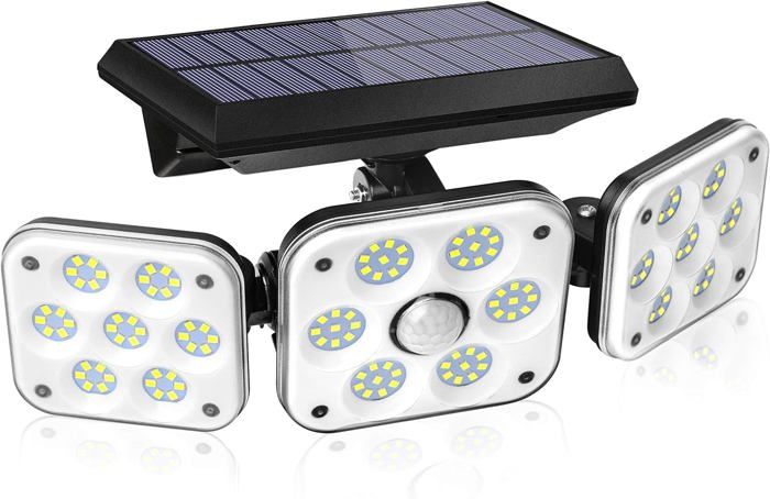Lampe solaire extérieure 1pc noire 138 LED étanche IP65 capteur de mouvement extérieur lumière solaire