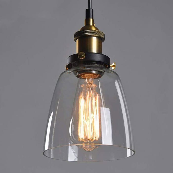 SNOGOLD Lustre Suspension Industrielle Vintage Rétro Lustre en Verre E27 Luminaire Plafonnier Eclairage pour Cuisine Couloir Salon