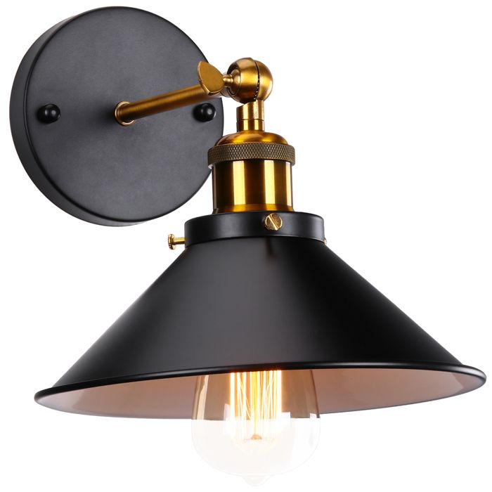 WOTTES 1pcs Applique Murale Industrielle Lampe de Plafond de Style Métal Rétro avec Rotation à 180 Degrés - Ø22cm