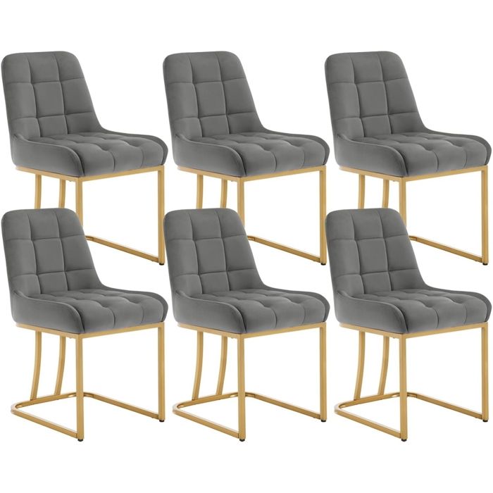 WOLTU Chaise Salle à Manger Lot de 6 Chaise Salon en Velours Rembourrée Structure Métallique Forme darc Gris Foncé W0ATT0532-6 WOLTU Chaise Salle à Manger Lot de 6 Chaise Salon en Velours Rembourrée Structure Métallique Forme darc Gris Foncé W0ATT0532-6