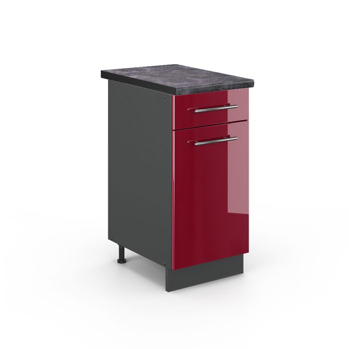 Meuble cuisine Fame-Line 40cm PT Anthracite Rouge bordeaux Haute brillance/Anthracite Vicco 46404
