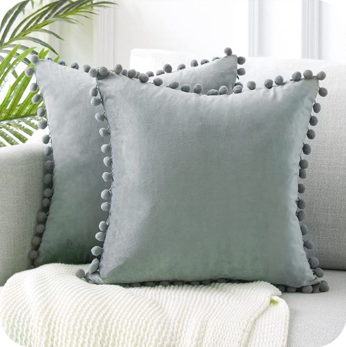 Lot de 2 Housse Coussin Decoration Salon de Coussin Canape Crème Rectangulaire Protege doreiller Decoration Chambre Enfant