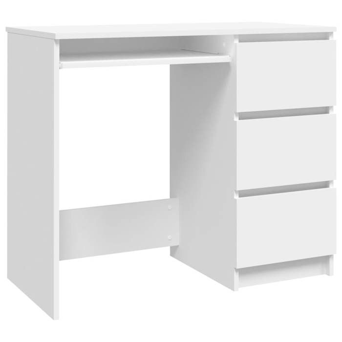 Bureau table poste de travail meuble dordinateur informatique étude 90 x 45 x 76 cm bois d’ingénierie blanc 02_0023528