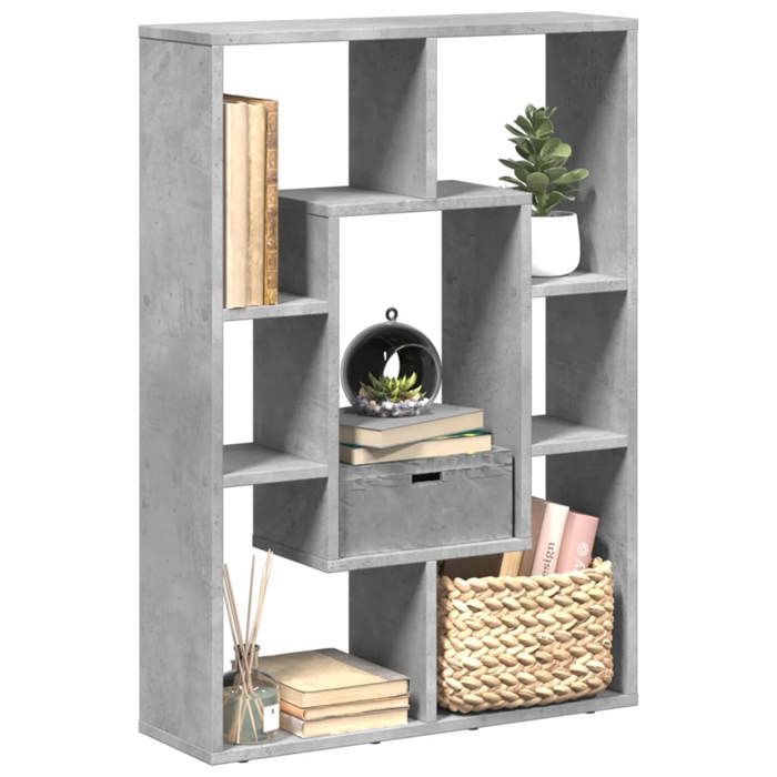 vidaXL Bibliothèque gris béton 63x20x90 cm bois dingénierie étagère étagère de rangement support à livres étagère à 858141
