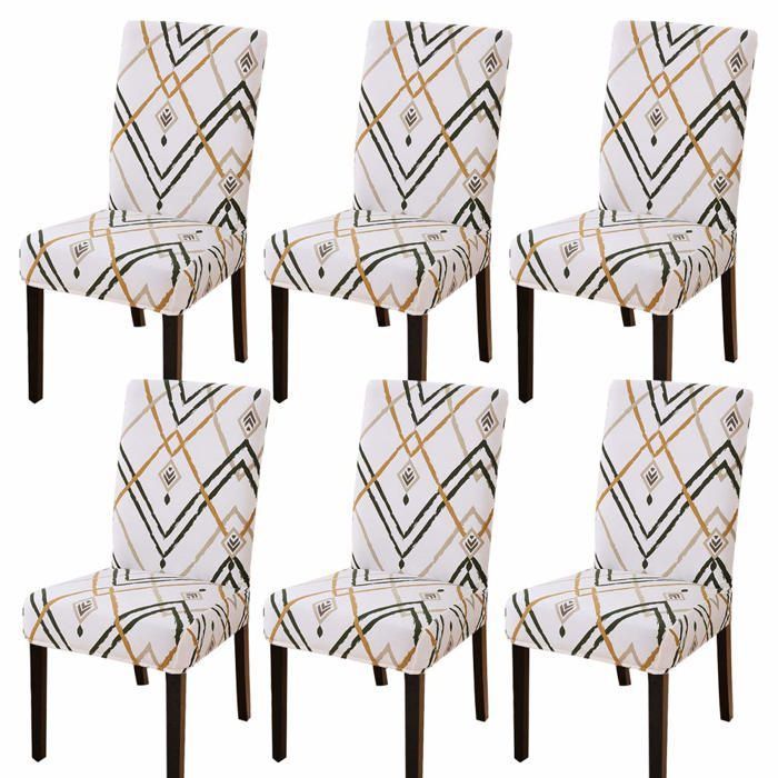 Housses de chaise - YYV - Lot de 6 - Extensibles - Amovibles - Lavables en polyester et élasthanne