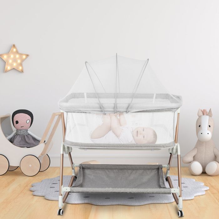 SUPFINE Lit bébé 2 en 1, Pliable, Réglable en 6 Hauteurs, Lit évolutif