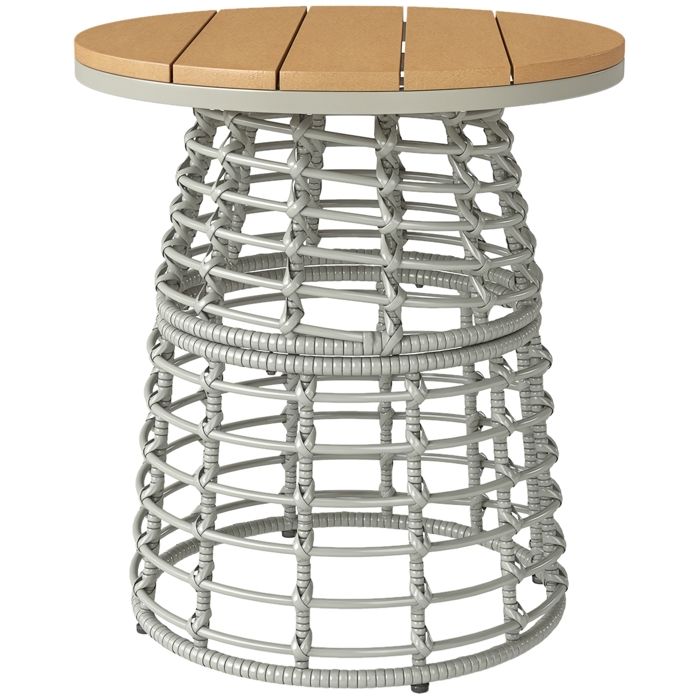 Table basse de jardin - Outsunny - ronde - en résine aspect rotin acier et plateau composite - Ø 45 x 50 cm - gris
