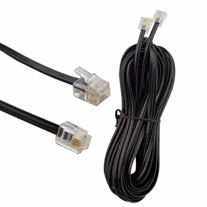 10M Câble Téléphonique Rj11 Plat À Rj11, Noir, Compatible Routeur ...