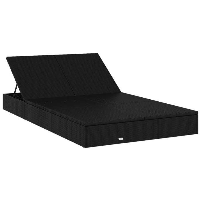 JLL*TOP - Chaise longue - Bain de soleil - à 2 places - avec coussins - noir résine tressée LLL1172
