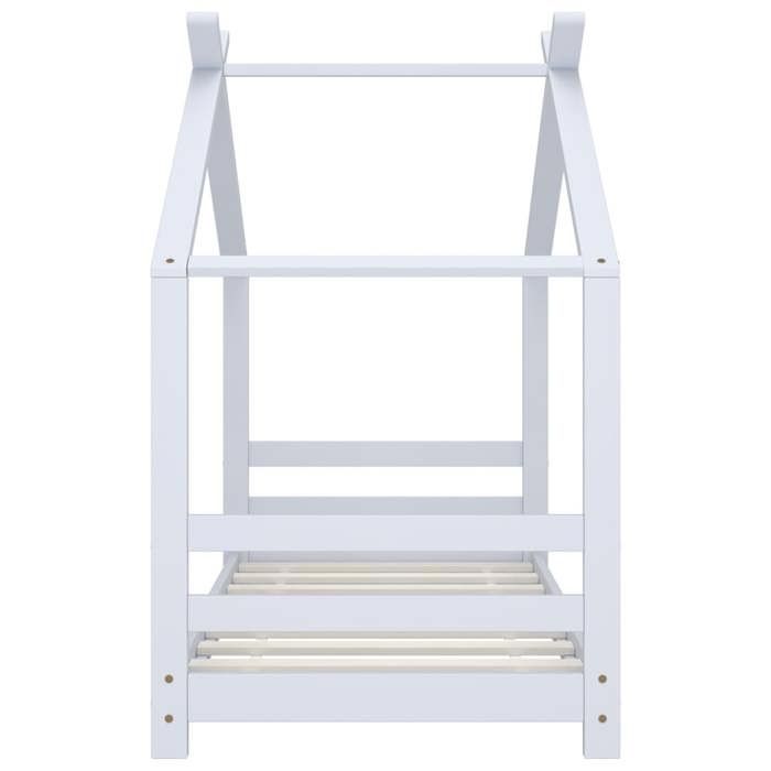 Lit cabane denfant - JILI HOT - 70x140cm - Bois massif - Blanc - Sommier inclus