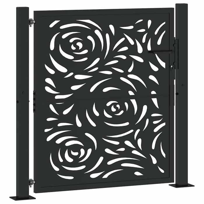 (SOLDE dété) Portail de jardin/Porte dExtérieure - JMS - noir 105x106 cm acier conception de flamme clôture1208