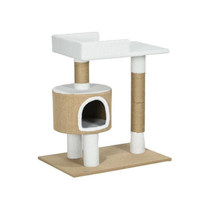 Meilleurs prix pour ®TONLRGY Arbre à chat 79 cm Petit arbre à chat avec trou pour chat et coin salonadapté aux chats jusquà 8 kgen jute marron/blanc