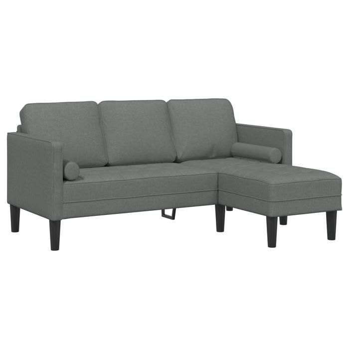 563093& Canapé dangle 3 places - Gris foncé 160 cm en tissu - L173 x P131 x H67 cm