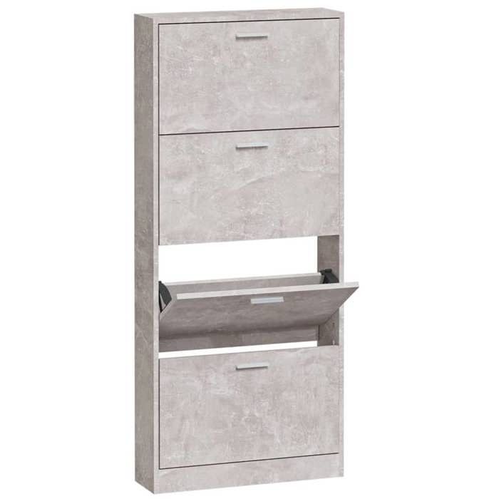 CLARENCE® Meuble à chaussures - pour couloir et salon - Gris béton 59x17x150 cm Bois dingénierie LL1088