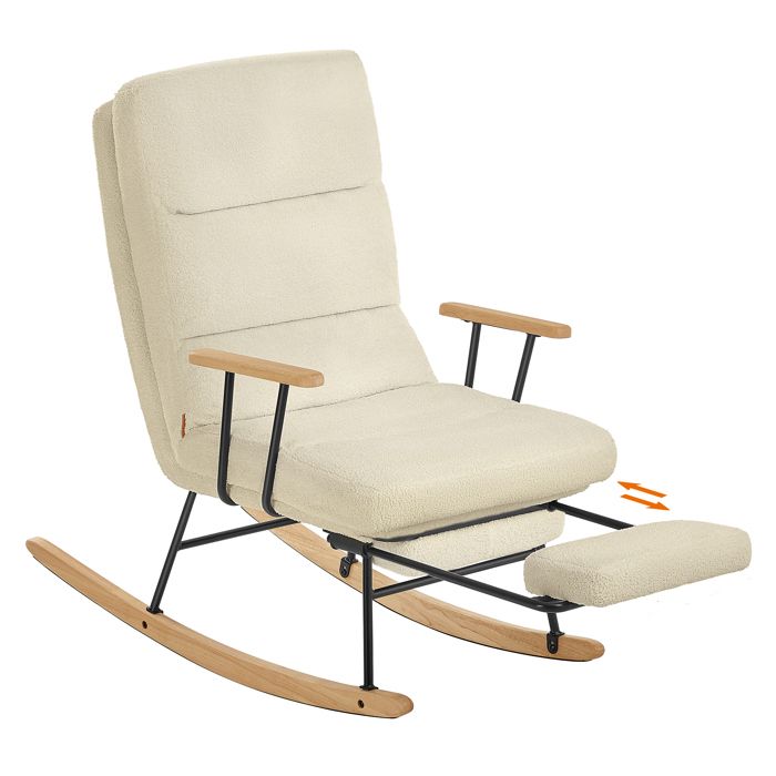 Fauteuil à Bascule - SONGMICS HOME - Marron Camel - Dossier Réglable - Repose-pieds Rétractable