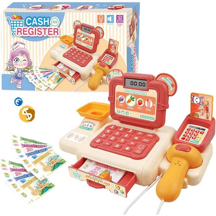 Caisse Enregistreuse Pour Enfants Dès 3 Ans - Jouet Avec Lumières Et Sons, Scanner Et Imprimante - Cadeau Idéal Pour Tout-Petits