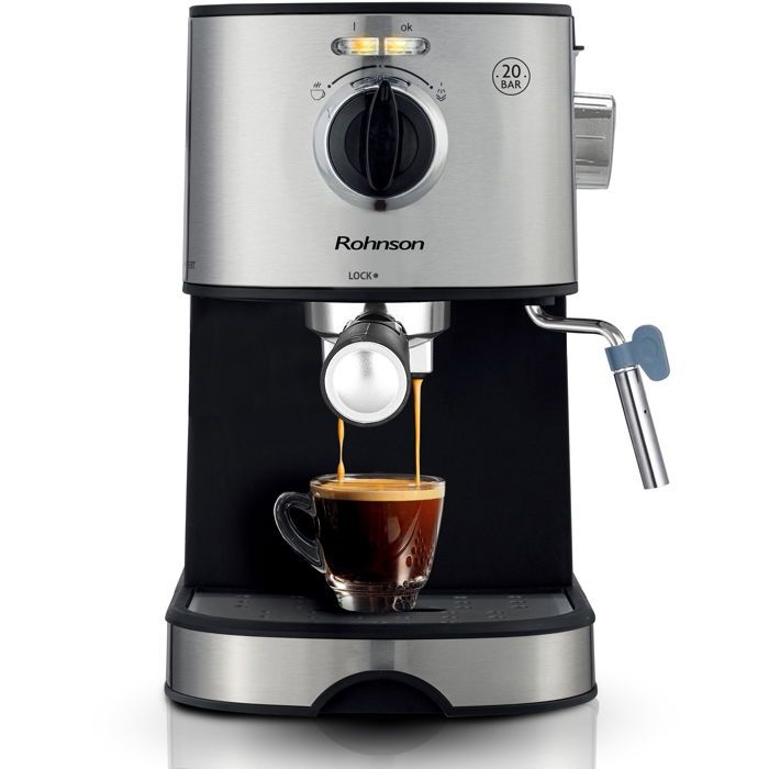 Cafetière à levier - ROHNSON - R-98022 - 850 W - 20 bar - Acier inoxydable - Rohnson