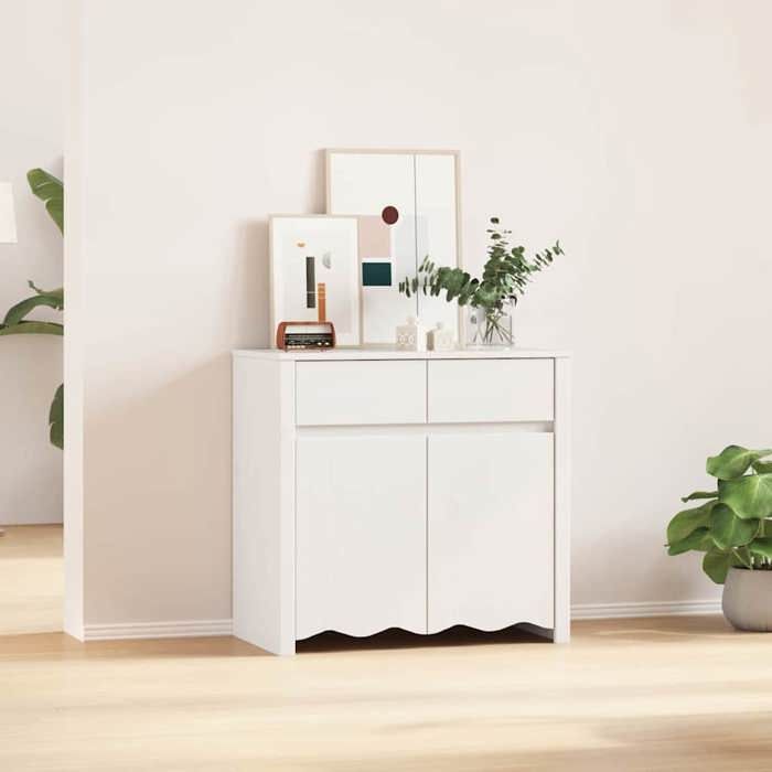 Blanc Buffet de rangement - Vitrine bahut - armoire console Pour cuisine Drammen Blanc 79 x 43 x 755cm - Bois de pin massif