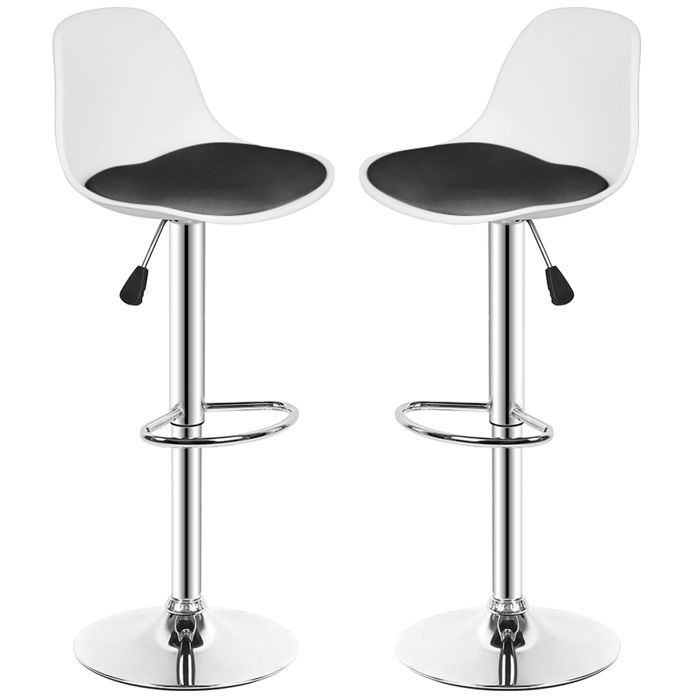 MIPAN.Tabouret de Bar Lot de 2 - Chaise de Bar (Blanc + Noir)- Chaises Bar Réglables avec Dossier + Repose-Pieds - Max:120kg