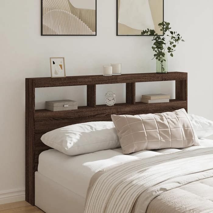 Armoire tête de lit - vidaXL - LED - Chêne marron - 160x17x102 cm