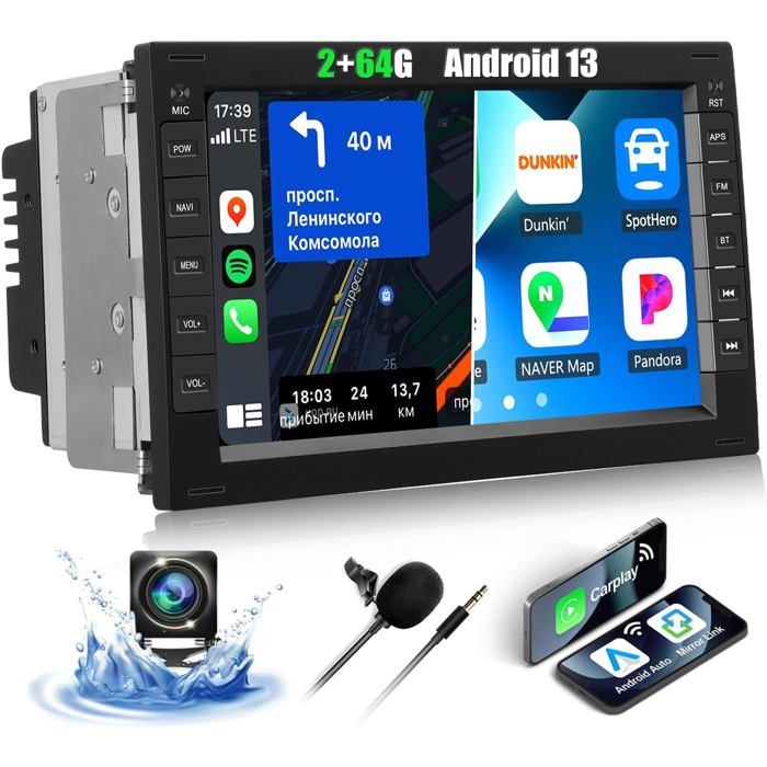 Autoradio 2+64G CAMECHO 7 Android 13 pour VW Golf 4 Polo Sharan Jetta MK4 T5 Multivan