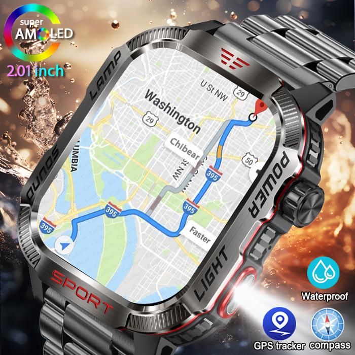 Boussole Électronique Multifonction GPS Altimètre Baromètre - Batterie 230mAh IPX4 Lampe LED - Idéale Escalade & Randonnée