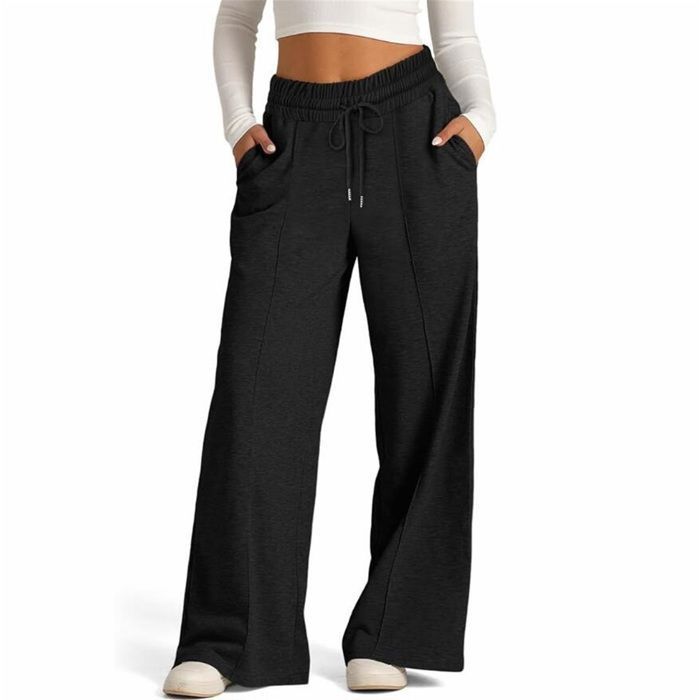 Pantalon de Sport Yoga Femme Pantalon de Jogging Survêtement Droit Pants Décontracté à Couleur Unie avec Poches pour Fitness - Noir Pantalon de Sport Yoga Femme Pantalon de Jogging Survêtement Droit Pants Décontracté à Couleur Unie avec Poches pour Fitness - Noir
