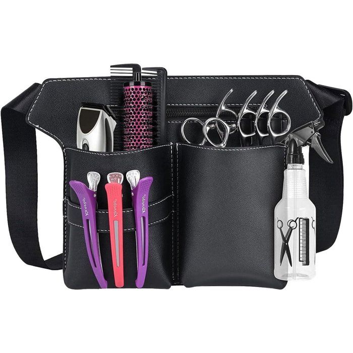 Sac banane haut de gamme pour ciseaux de coiffure - Sacoche portable avec ceinture - Sacoche en similicuir pour ciseaux de coiffure
