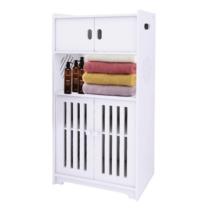 KEDIA Armoire de Salle de bain à 4 Portes Meuble de Rangement pour salle de Bain/Chambre Facile à Nettoyer Installation Simple